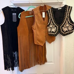 Leather Fringe Vest Bundle – Boho Western Festival Style Spell & The Gypsy
